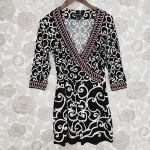 White House Black Market Wrap Printed Mini Shift Dress M